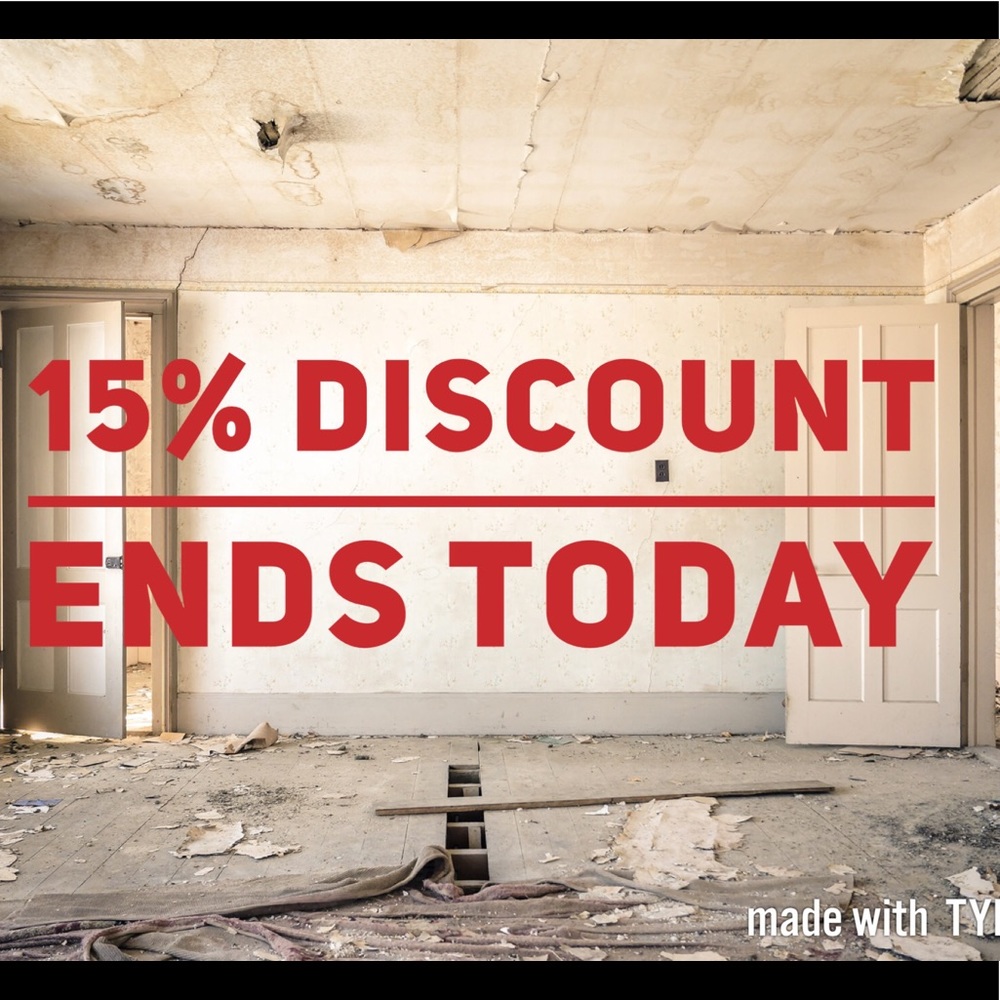 15% OFF ENDS TODAY